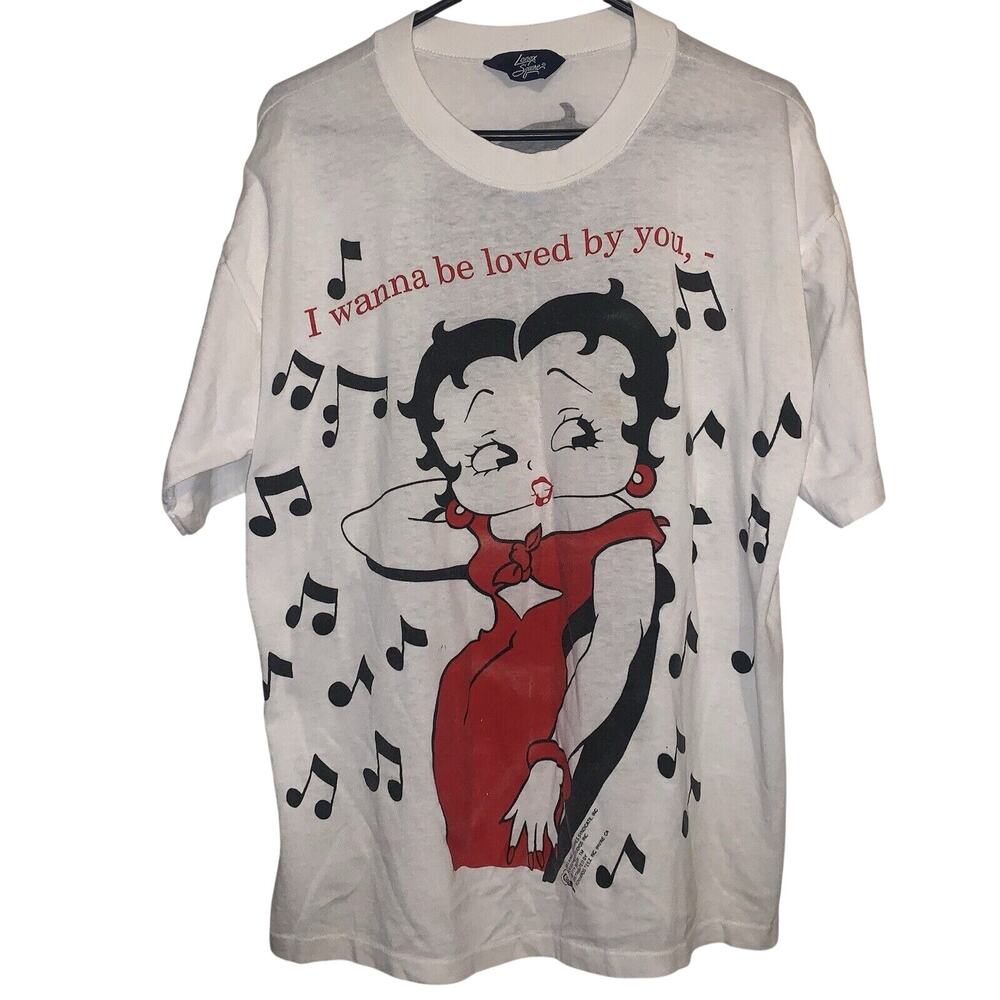 Vintage 1993 Betty Boop Cartoon All Over Print AOP Double Sided Graphic Shirt XL